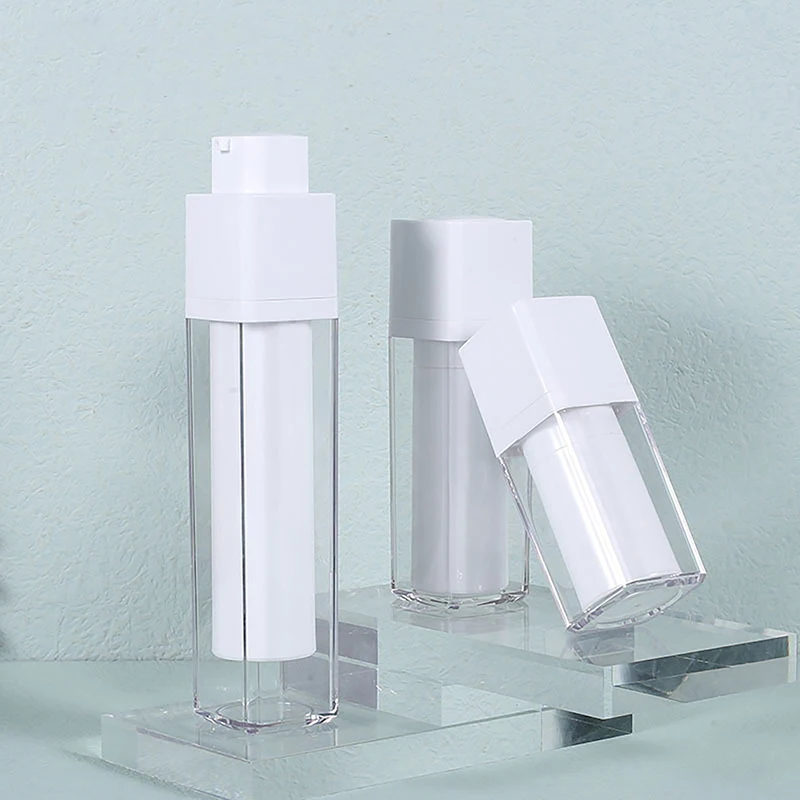 15ml 30ml 50ml Airless Pump Rotate Cosmetic Container Frosted Double-layer Thickened Square Lotion Empty Airless Bottle