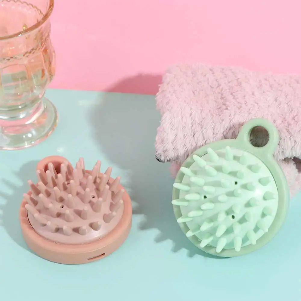 Body Brush Comfortable Silicone Shampoo Brush Pink Green Scalp Massage Brush Round Soft Hair Washing Comb Bath SPA