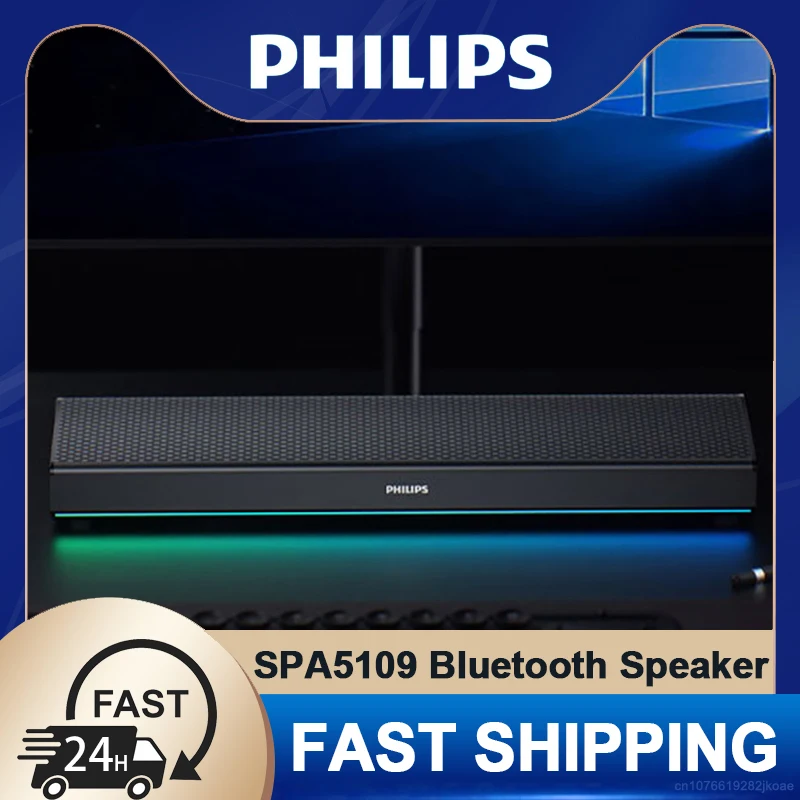 Original Philips SPA5109 Speaker Supports Bluetooth and Wired Connections Desktop Loudspeaker RGB Atmosphere Lamp Long Standby