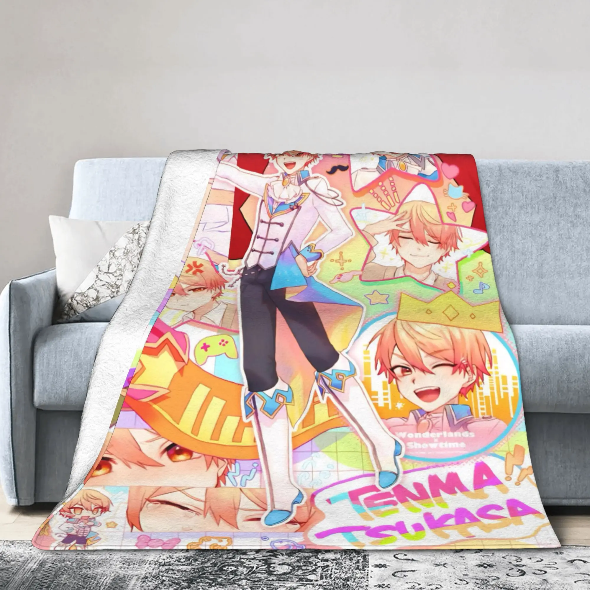Tenma Tsukasa Flannel Blankets Singer Anime Awesome Throw Blankets for Home 125*100cm Quilt