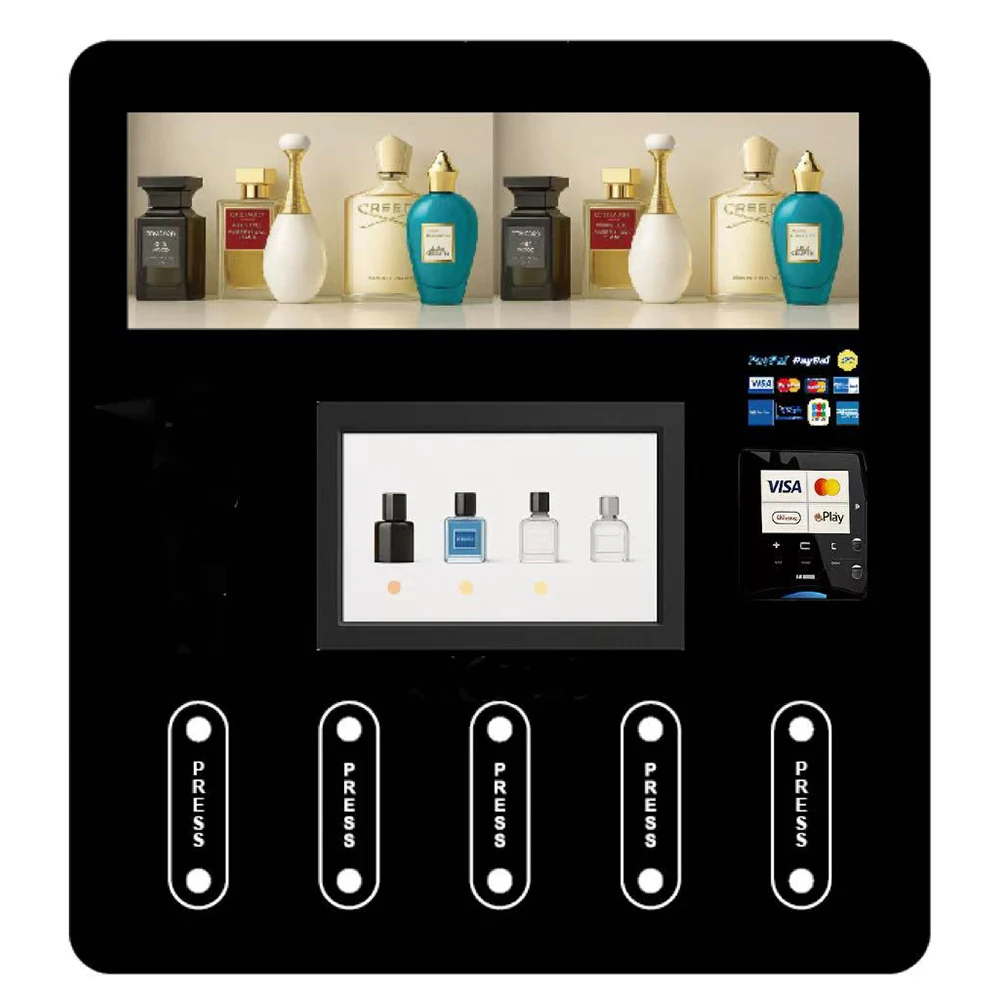 

Customized 100ml 24 Hour Self Wall Mounted Luxury Retail Fragrance Automatic Machine Perfume Vending Machine Spray