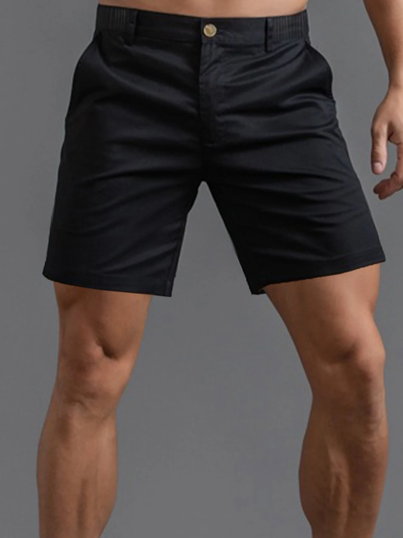 Pantaloncini casual estivi Pantaloncini cargo tinta unita da uomo Bottoni traspiranti Vita elastica Sport Escursionismo Pantaloncini da golf Streetwear Uomo