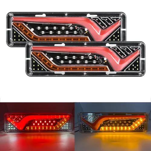 Imagen 2 del producto 2 uds 12V/24V luces traseras para camiones y remolques de coche luz trasera LED para coche señal de giro para correr lámparas traseras camión autobús piezas de luz trasera
