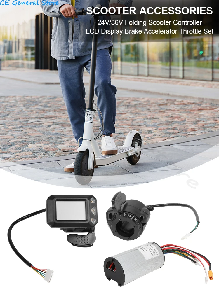 LCD Display Folding Scooter Controller Accessories Carbon Fiber Scooter Controller Brake Accelerator Throttle Set 24V/36V