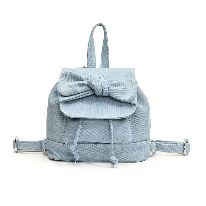 Fashion Denim Women's 2024 New Korean Version Niche Backpack Versatile Handheld Single Shoulder Bucket Bag Women's Handbag