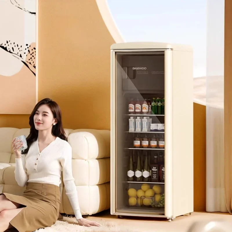 Living Room Beverage and Tea Refrigerated Storage Cabinet 220V 225L Refrigerator 7 Layers Retro Wine Refrigerators Office