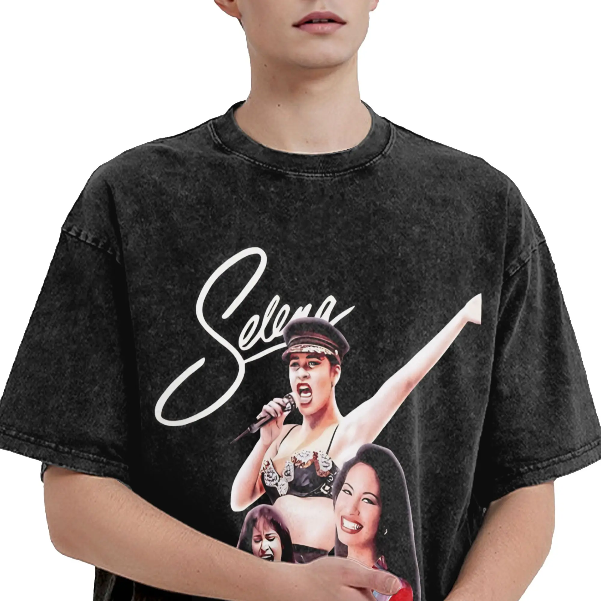 Graphic Printed Selena Quintanilla  Washed T Shirt Merch Harajuku T-Shirt  for Men Women Tee