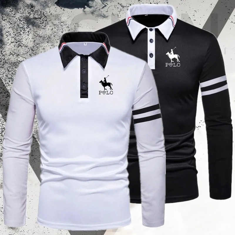 Brand new 2025 Spring Men's Long sleeved Polo Shirt Fashion Printed Casual Top