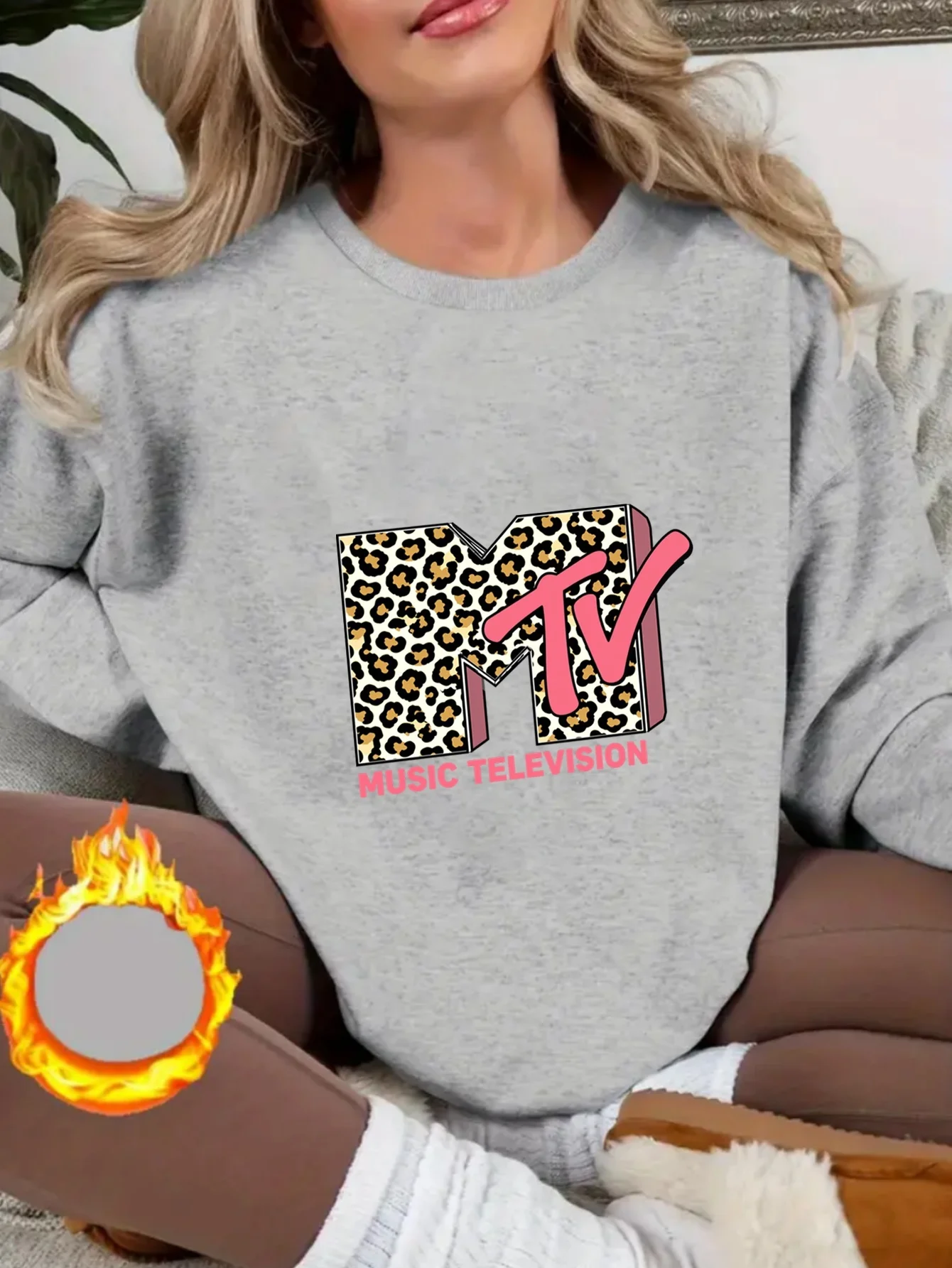 Sudadera informal con estampado de corazón para mujer, diseño geométrico, manga larga, cuello redondo, lavable a máquina, ajuste Regular para otoño