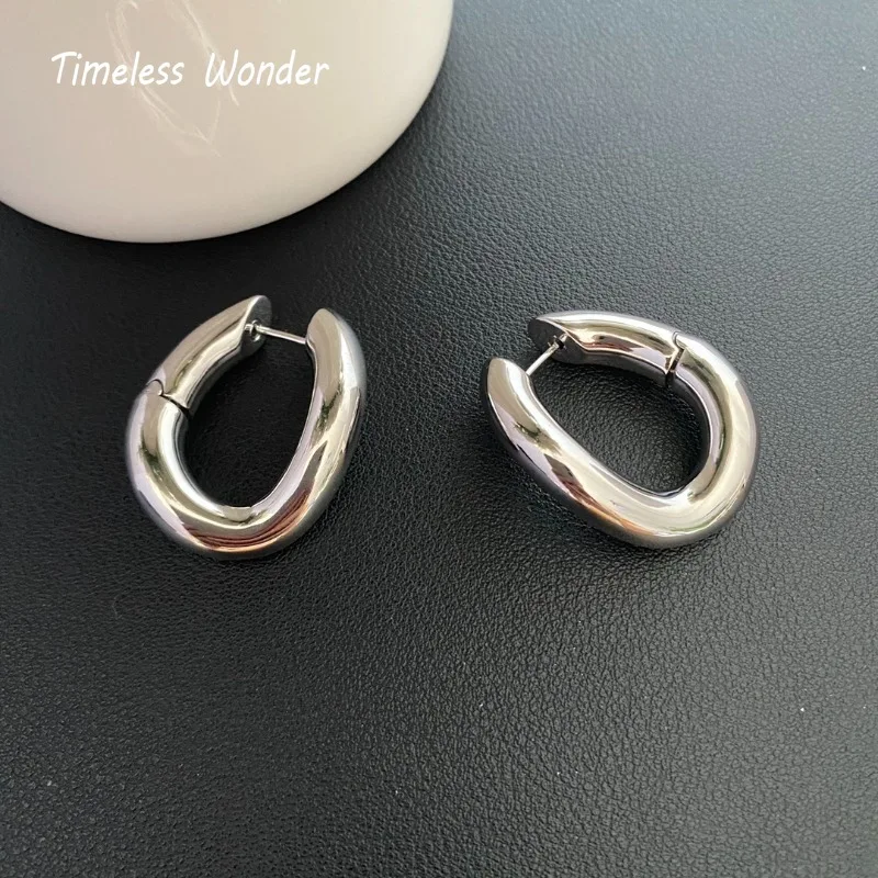 Timeless Wonder Brass Geo Swirl Hoop Earrings for Women Designer Jewelry Gift Goth Runway Top Luxury Brincos Cute Classy 4233