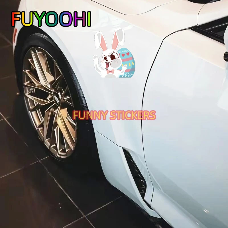 FUYOOHI Colorful Bunny Rabbits Car Stickers and Decals for DIY Easter Home and Car Styling - Add a Happy Touch to Your Vehicle