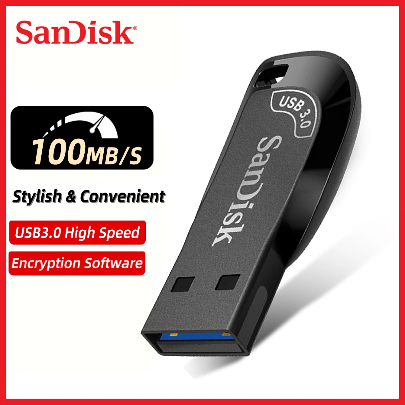 SanDisk USB3.0 Flash Drive CZ410 32GB 64GB 128GB 256GB Pen Drive Memory Stick Black U Disk Mini Pendrive Black External Storage