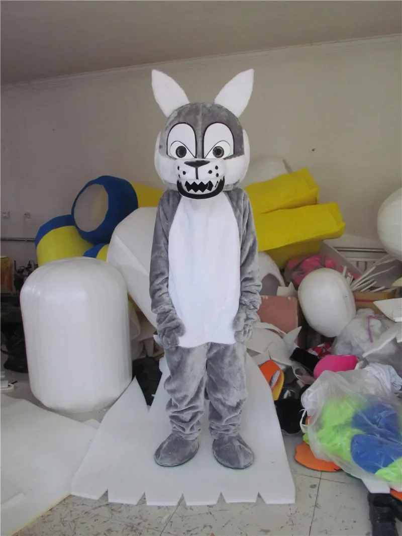

New Version light grey wolf Mascot Costume Adult Birthday Party Fancy Dress Halloween Cosplay Outfits Clothing Xmas