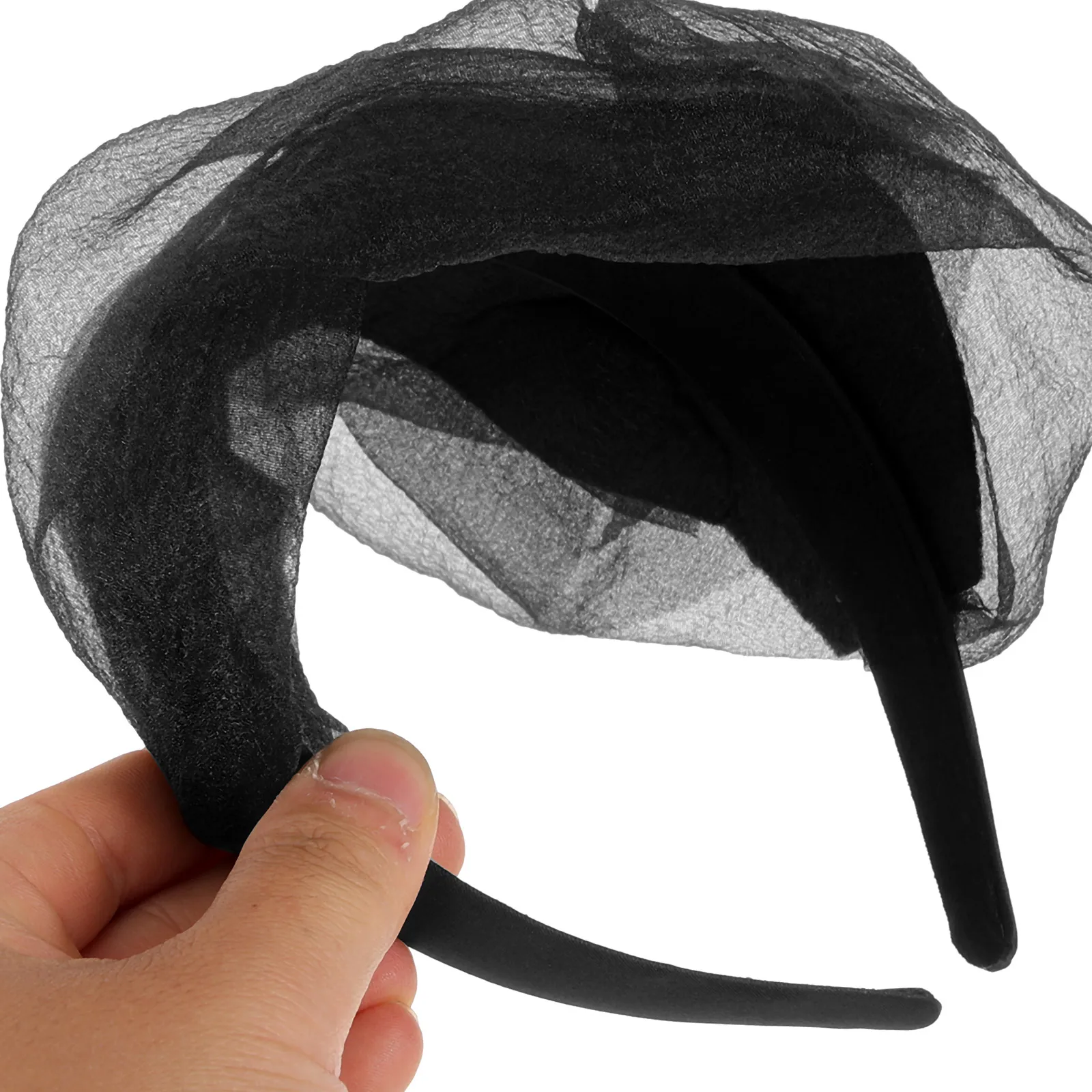 

Retro Headb Black Small Hat French Style Hair Accessories Dinner Fascinator Headdress Cloth B Lightweight