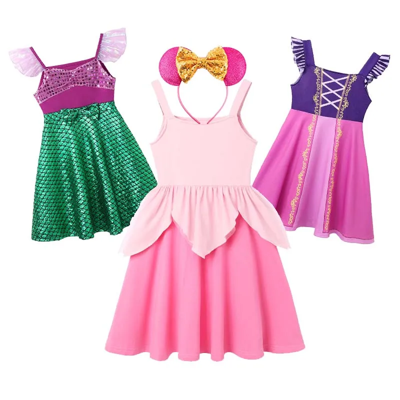 Summer Dresses for Girls Children Clothes Casual Cotton Sleeveless Knee Length Princess Dress Holiday Party Kid Clothing