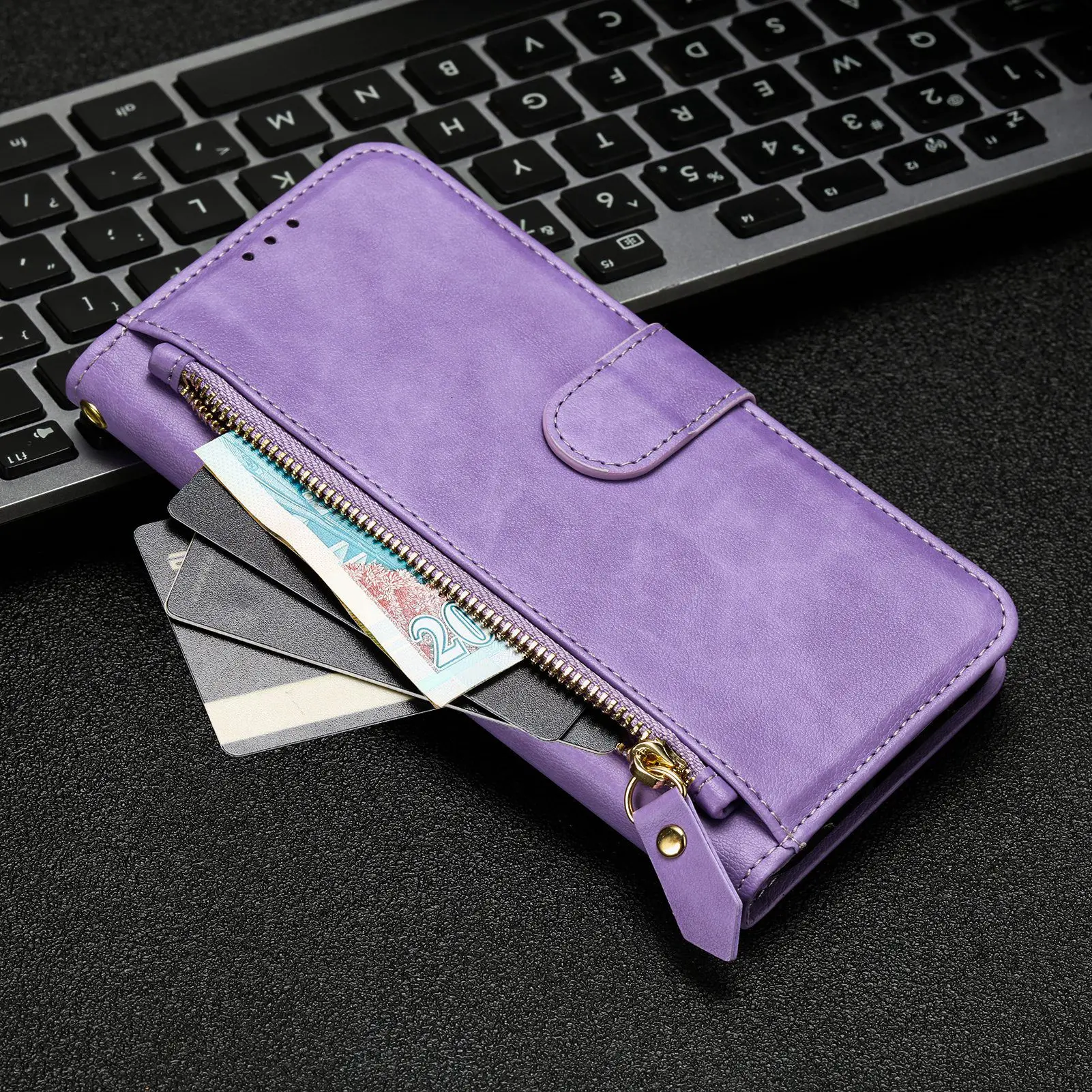 Strap Zipper Card Leather Phone Wallet Case Book For Infinix Hot 50 40i 30i 20i 20 Play,Note 40 30 Pro 5G,Smart 9 8 6 GT Cover