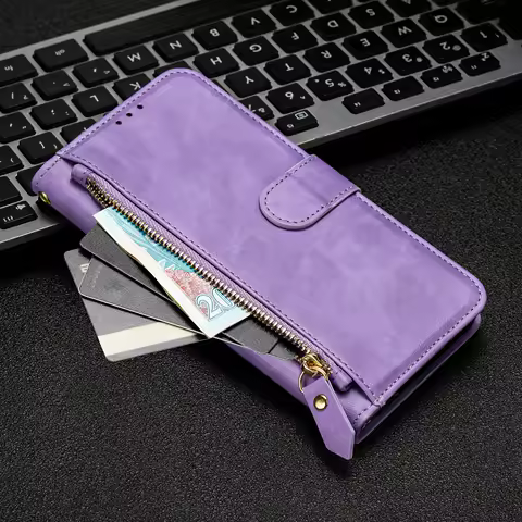 Strap Zipper Card Leather Phone Wallet Case Stand For Xiaomi Poco X7 M6 X6 F6 Pro 5G M4 M3 X5 X4 X3 NFC F5 F3 C65 C40 Flip Cover
