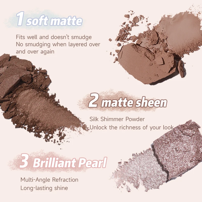 シマー&マット仕上げの6色アーストーンアイシャドウパレット、防水、耐汗性、長持ち、汚れ防止