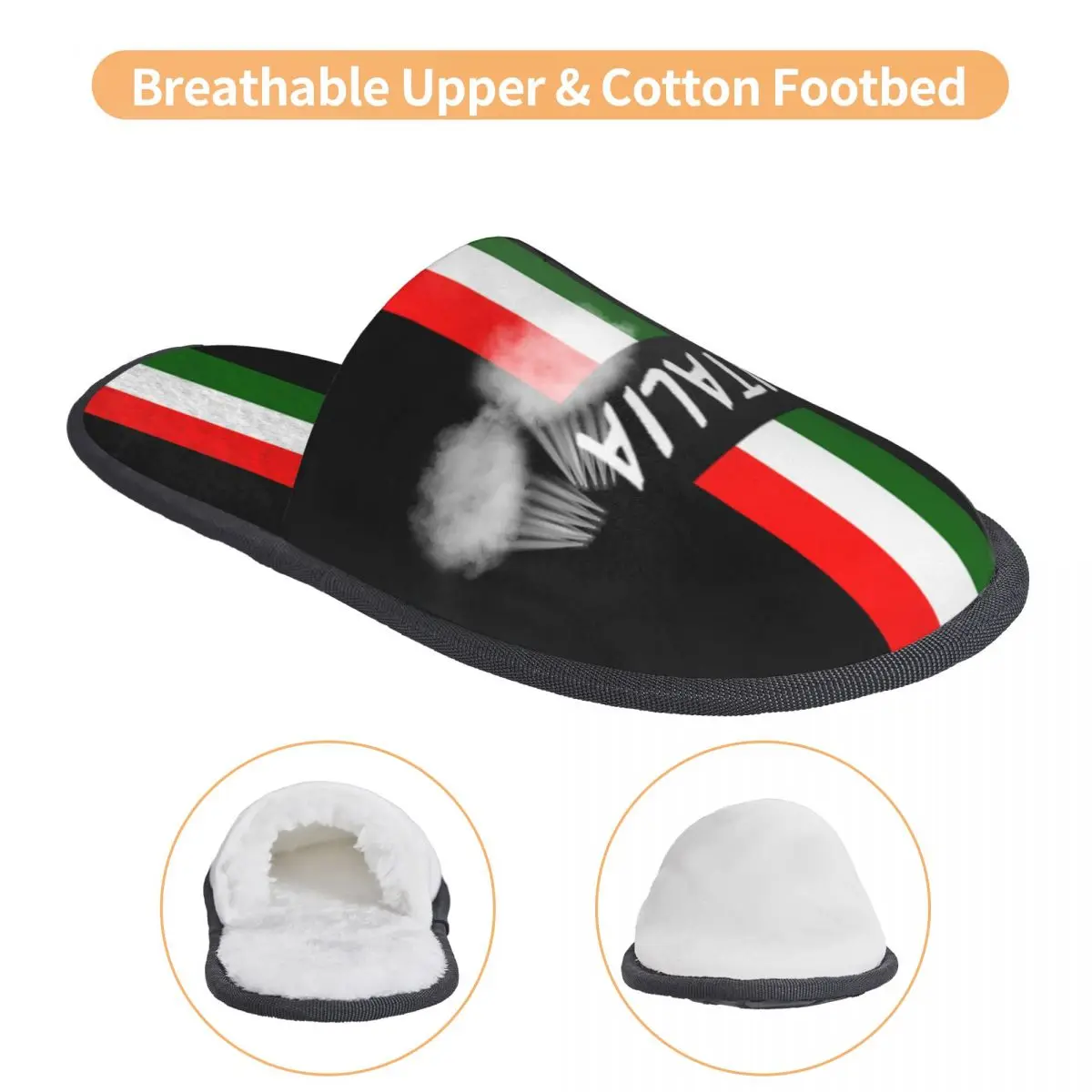 Custom Italy Flag Soft Memory Foam House Slippers Women Cozy Warm Anti-skid Sole Slipper