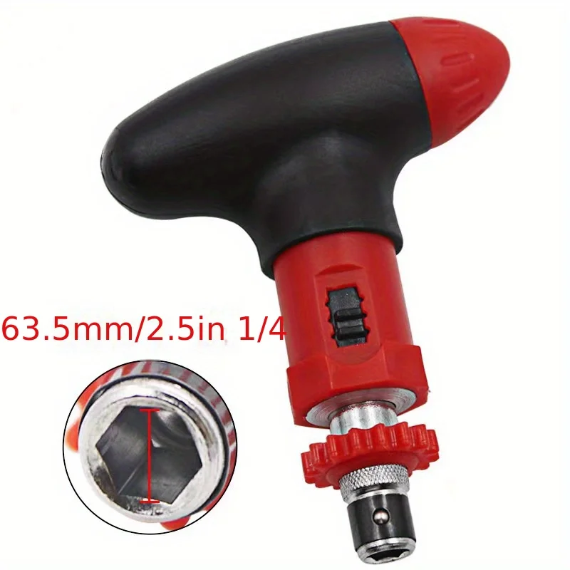 Manual T-type Ratchet Screwdriver Quick Bolt Driver Batch 1/4 Inch Hex Ratchet Bit Handle Adjustable Forward Reverse Hand Tools