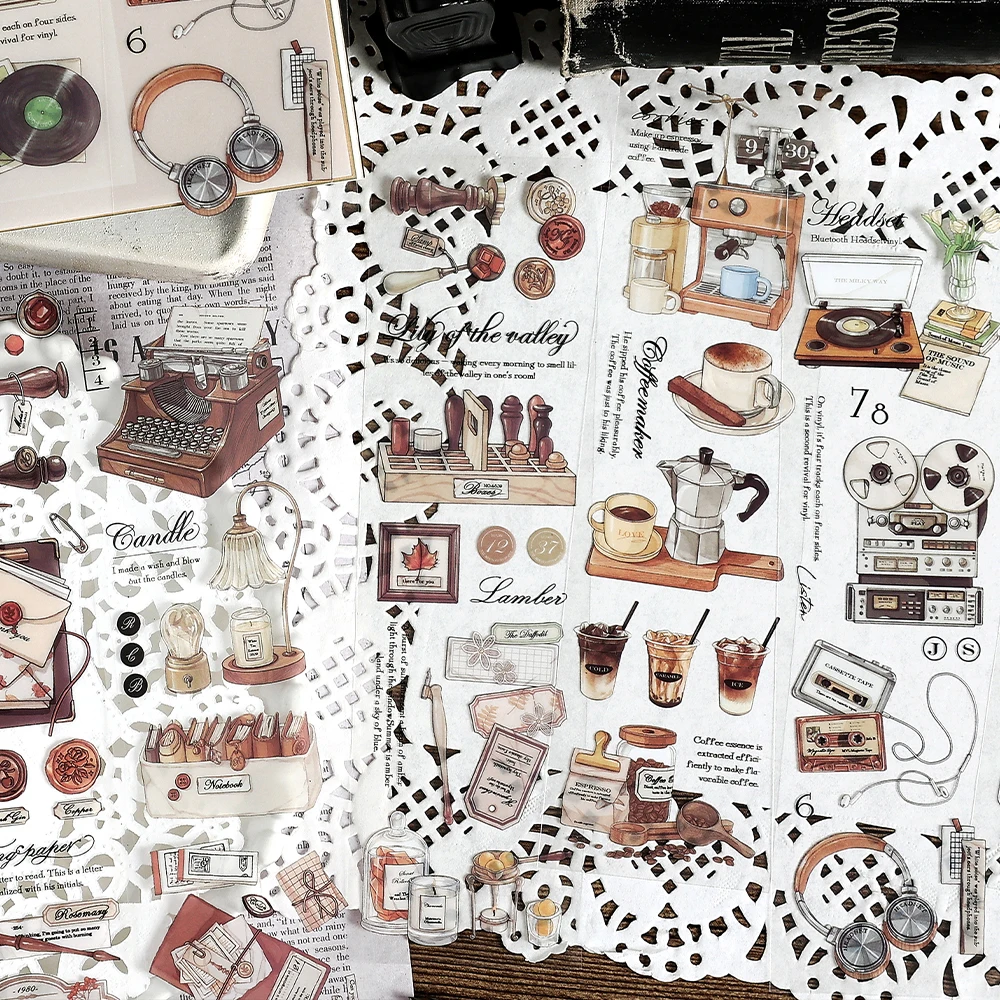 8Packs/Lot Time Attachment Serie Retro Bericht Huisdier Sticker