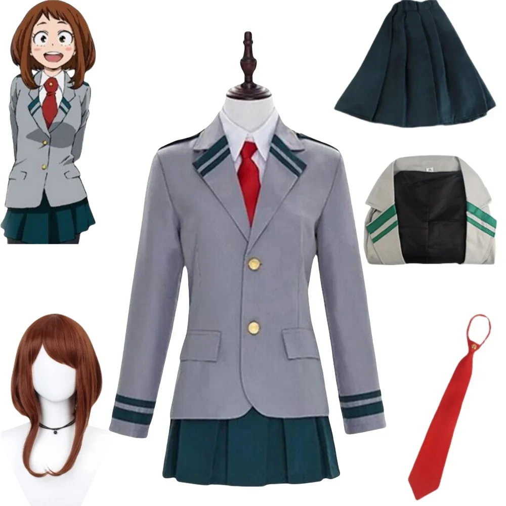 

2025 Costumes Anime mon héros académique uniforme scolaire perruques manteau jupe cravate pour Halloween Festival de noël