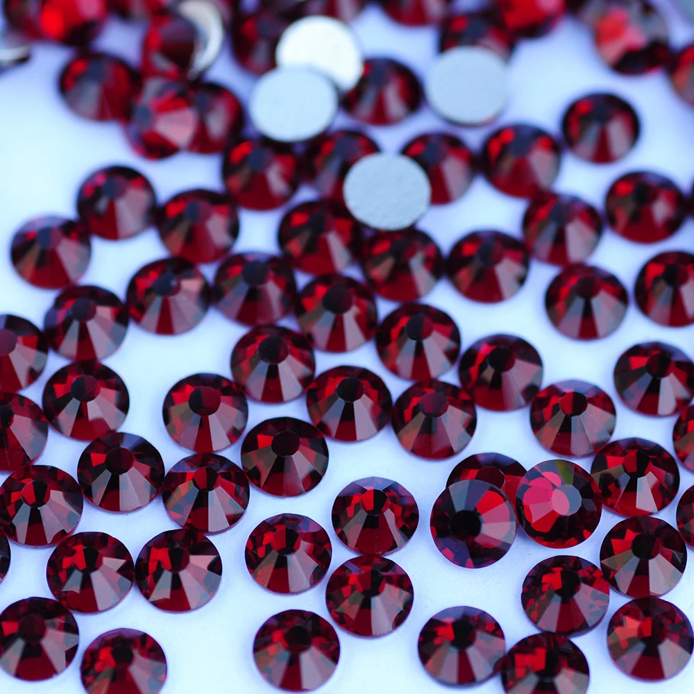 YANRUO 2058NoHF Dark Siam Non Hot-Fix Rhinestone Glass Stones Garnet Crystal Glue On loose Crystal For Wedding Dresses