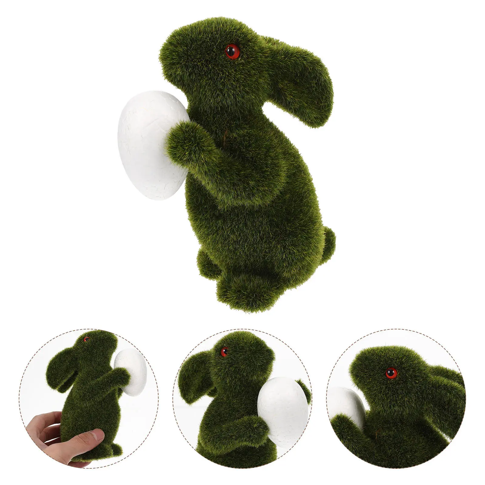 Adorable Realistic Moss Rabbit Decoration for Easter New Year Party Home Garden Indoor Outdoor Use Flocking Bunny Craft Small
