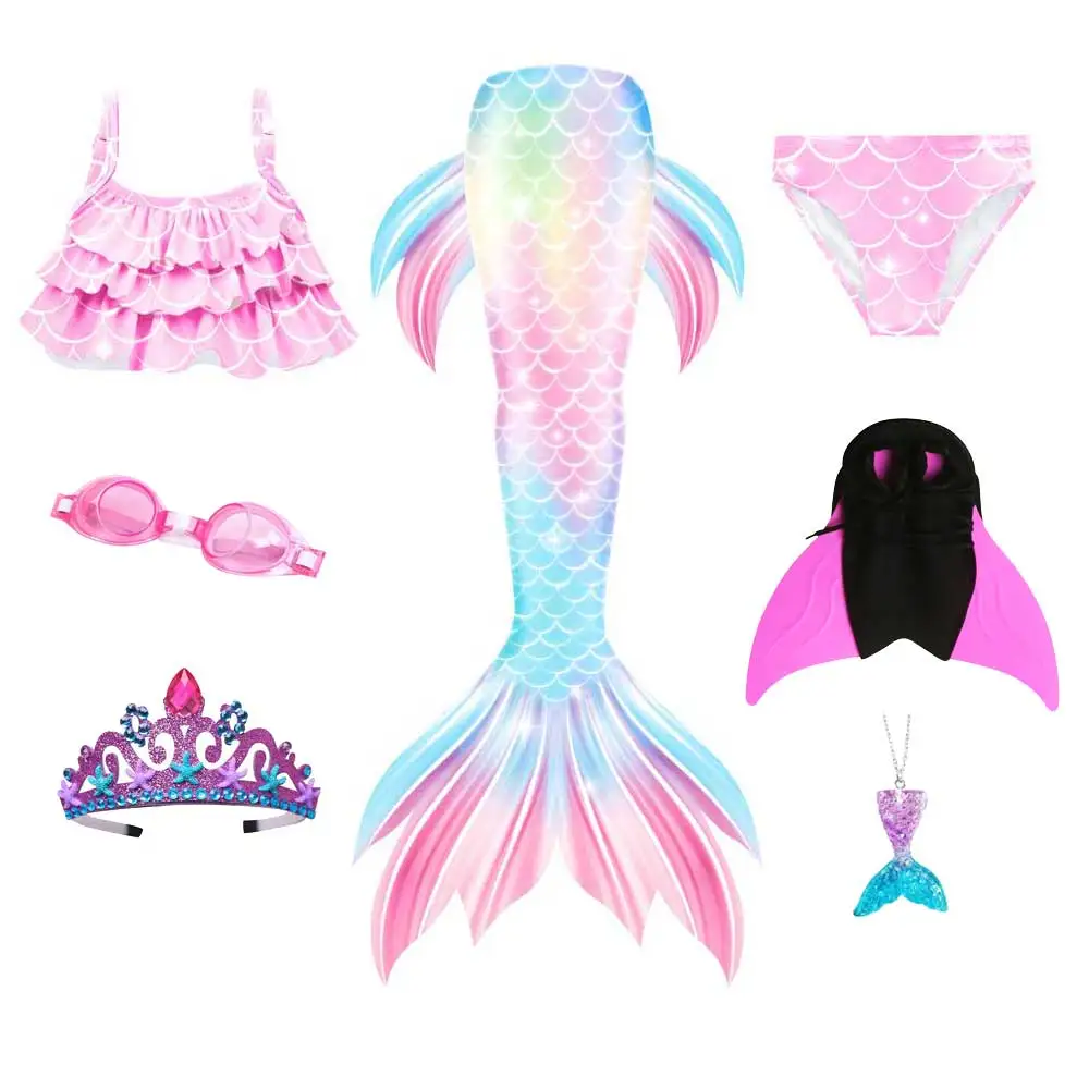 Mermaid Swimsuit Costume Cosplay Mermaid For Swimming For Girls Princess Bikini Set Beach Clothes Pool Swimsuit