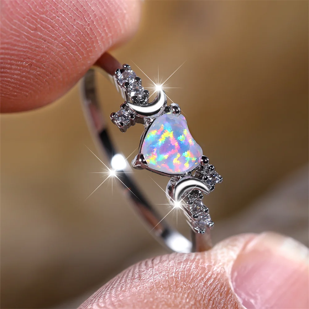 White Fire Opal Heart - Image 2