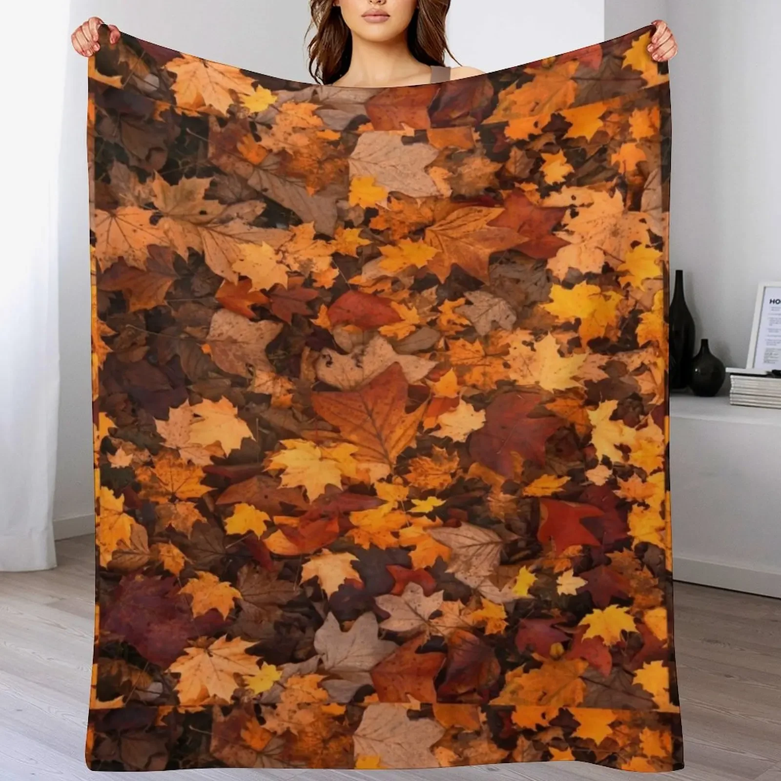 

Fall foliage in autumn brown October forest Throw Blanket All Season Soft Lightweight Blanket for Home