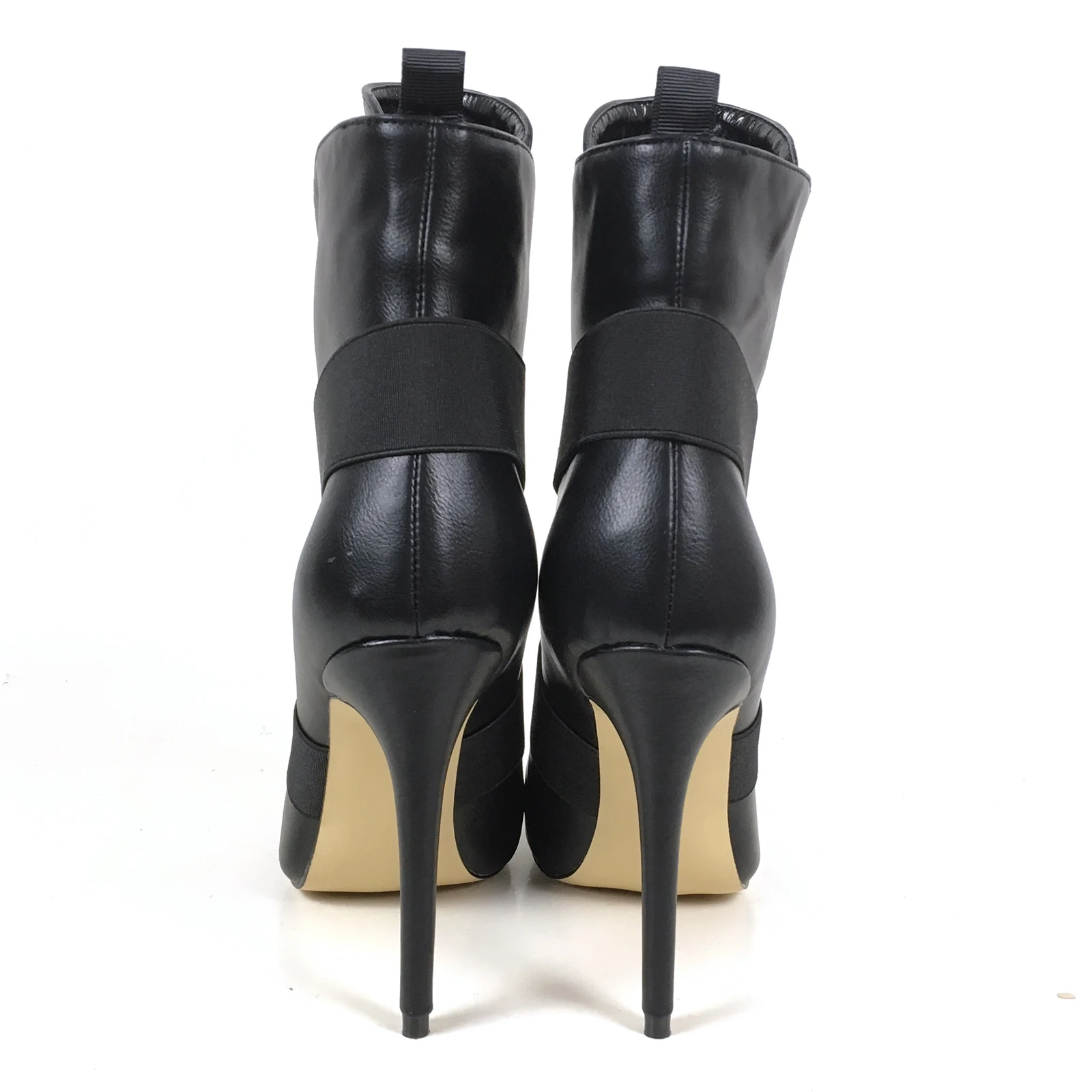 موضة المرأة حذاء من الجلد أشار تو أحذية عالية الكعب الفرقة المحيطي السيدات الخريف الشتاء فستان الخناجر الجوارب الأسود #5