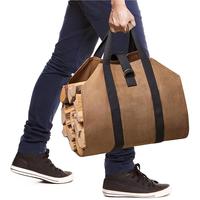 Firewood Carrier Foldable Canvas Log Carrier Large Waxed Wood Carrying Bag Waterproof Wood Bag with Handles for Outdoor Camping