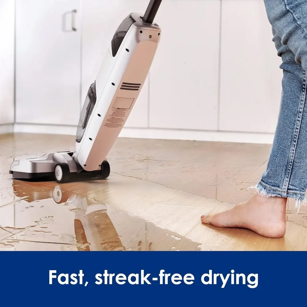 Cordless dry and wet vacuum floor cleaner and mop, one step cleaning of hard floors, perfect for sticky dirt and pet hair