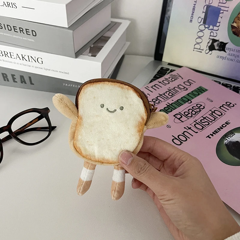 Creative Toast Plush Coin Purse Cute Bread Coin Pouch Mini Wallet Card Holder Keyring Earphone Bags Pendant New