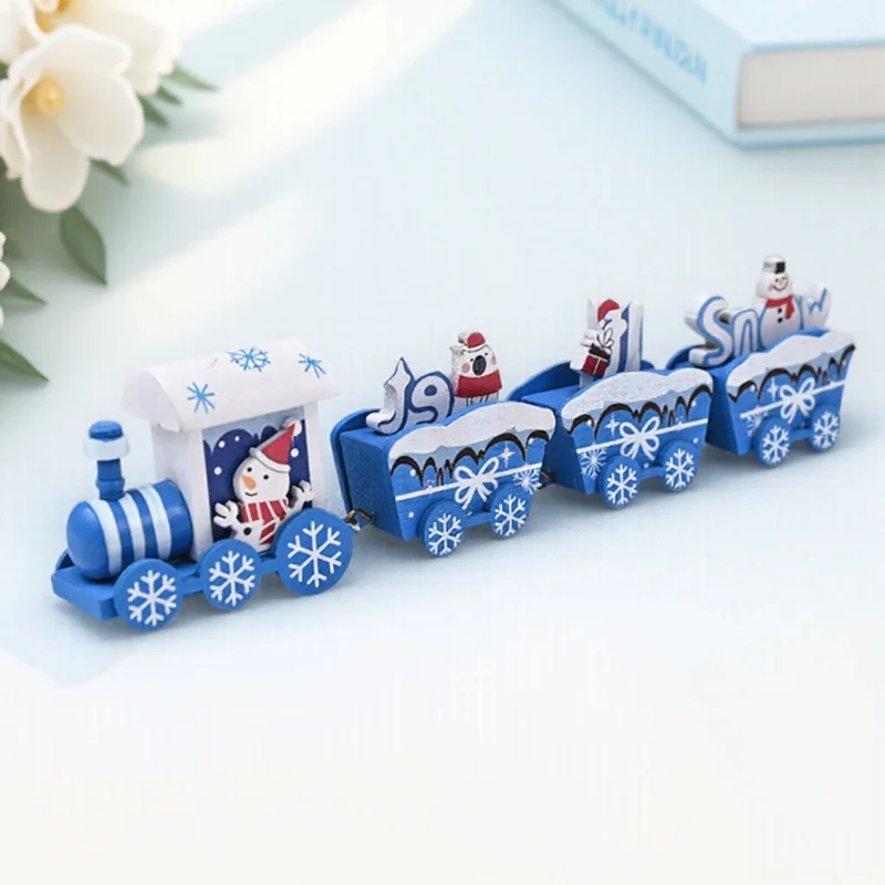 

1 Box Xmas Wooden Train Adornment Christmas Party Decoration Home Office Christmas Gift Present Wooden Train Decorations