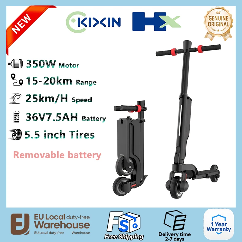 HX X6 Tragbarer Elektroroller – 250W Motor, 36V 7,5Ah Abnehmbarer Lithium-Akku (Dual-Akku-Option), Tragbares Design mit einfachem Akku-Wechsel, Höchstgeschwindigkeit ​ ​ 25 km/h,