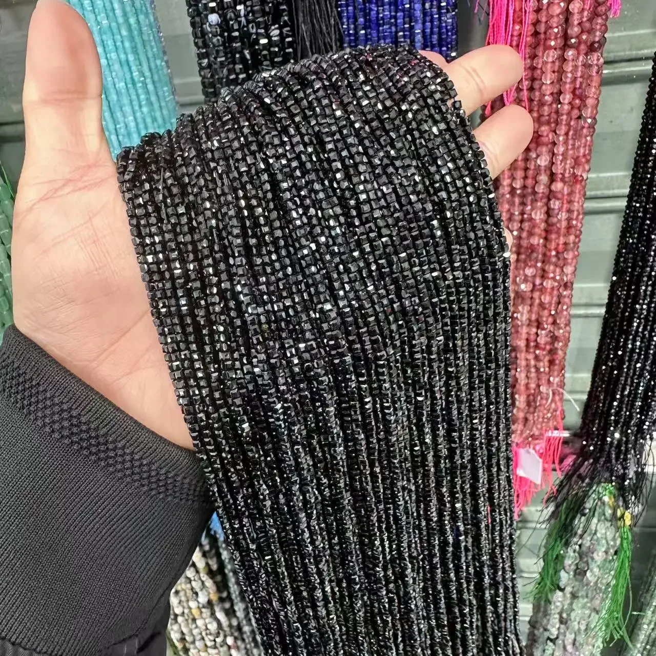 

Wholesale Natural Black Spinel Gemstone Faceted Cube Loose Beads Making DIY Bracelet Necklace for Jewelry Making Accessories