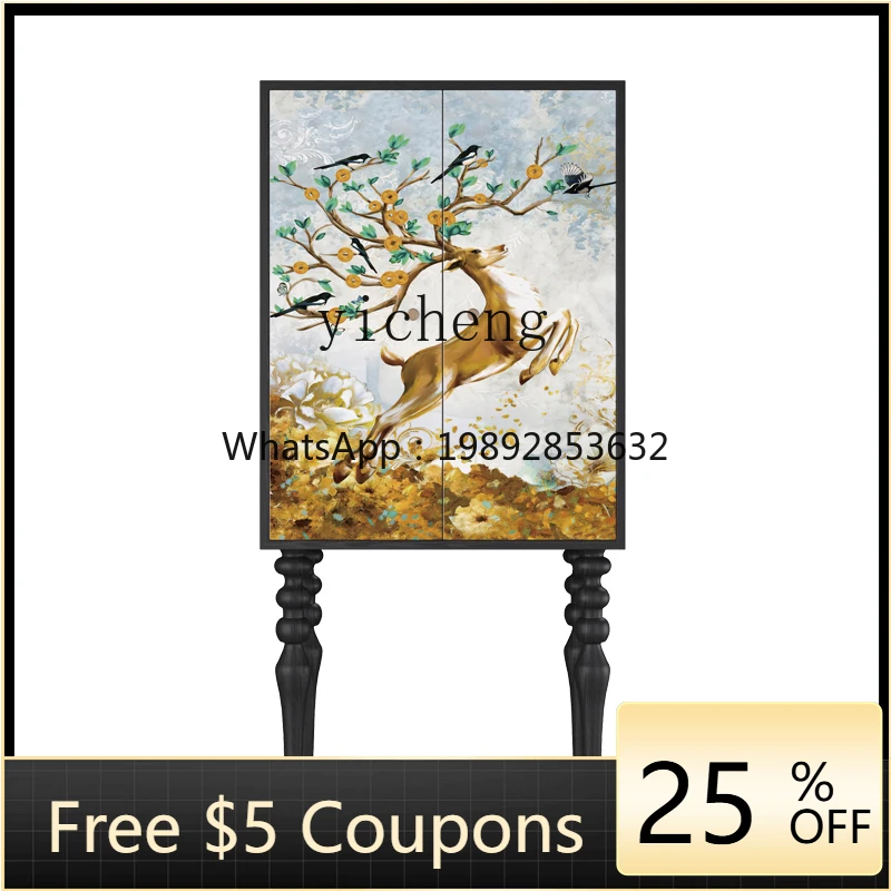 

ZZ XL Retro Chest of Drawers Solid Wood Storage Cabinet Decorative Locker Small Apartment Fortune Deer