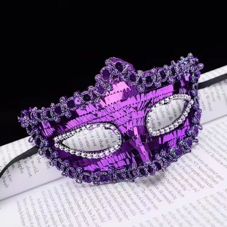 ヴェネツィアプリンセス スパンコール ポインテッドマスク ヨーロッパとアメリカの仮面舞踏会 豪華な王冠の形のパフォーマンス小道具 アニメコスプレ女性