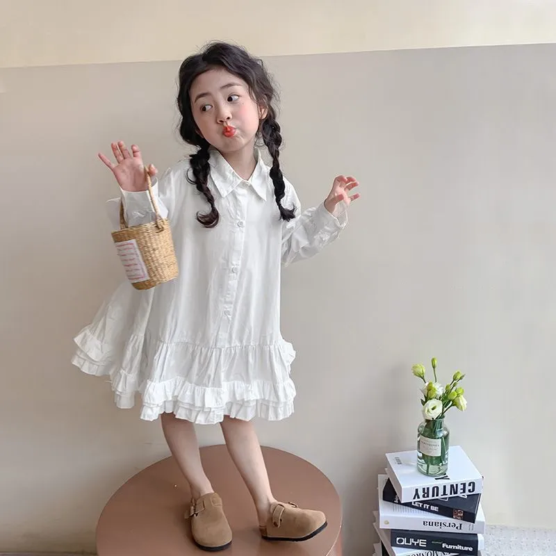 

Bbay Girls' Spring Dress New Children's Long Sleeve Cotton Collar Shirt Dress 80-140cm