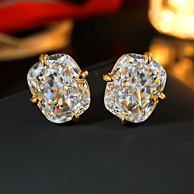 Lanzamiento de nuevo producto 2026 - Pendientes de plata pura con circonio blanco en forma de almohada larga, corte diamante Paribadeni, los más vendidos, sencillos