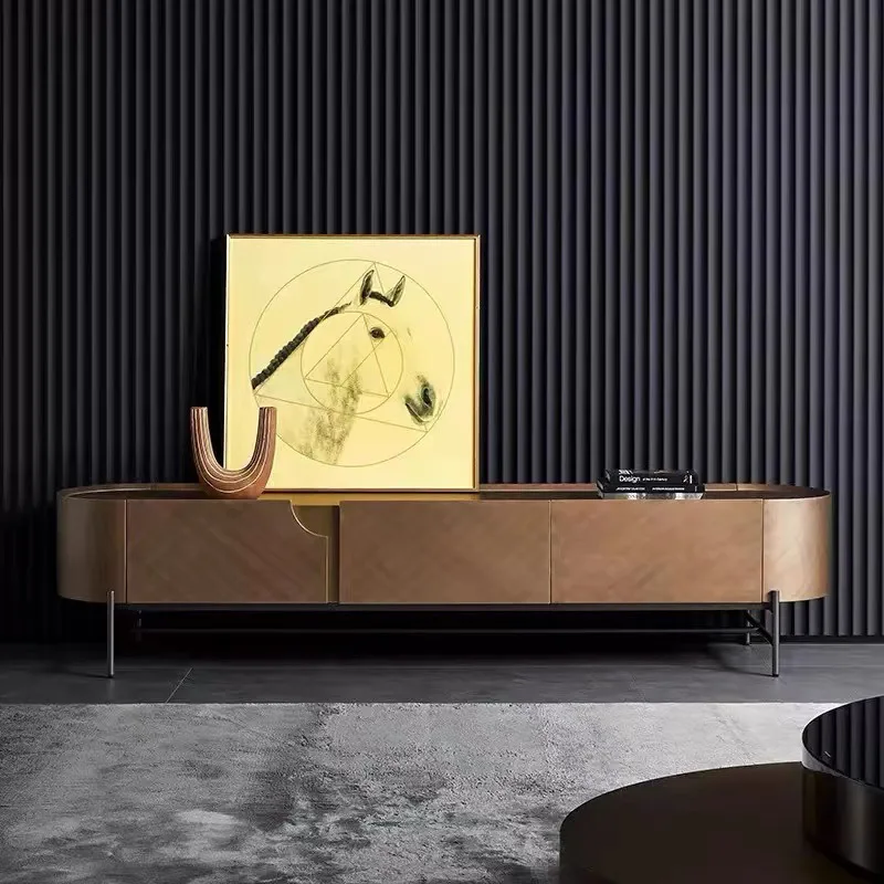 

Итальянский тумба под ТВ в стиле лайт-люкс для гостиной, высокая, металлическая, с покрытием под краску, элитный шкафчик