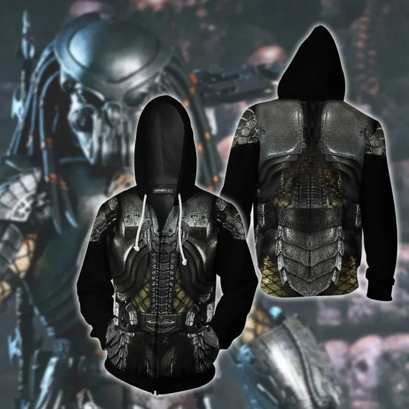 Cosplay Predators Costume Hoodie 3D Print Costume Jacket Hoodie Pullover Sweatshirt Halloween Zipper Jersey Tops for Man Woman