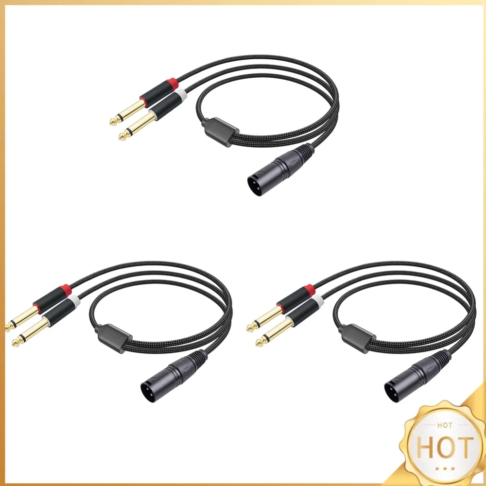 1/2/3Meter Double Quarter Inch To XLR Y Splitter Cable XLR Male To Dual 1/4in 6.35mm TS Mono Y Mic Cable for Microphone Mixer