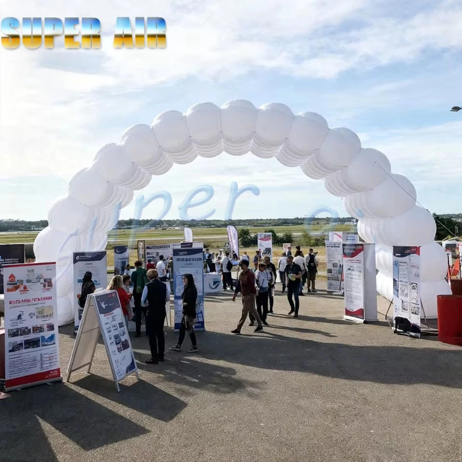 Bela decoração de show de comércio ao ar livre inflável arco iglu decoração arco inflável em forma de nuvem branca