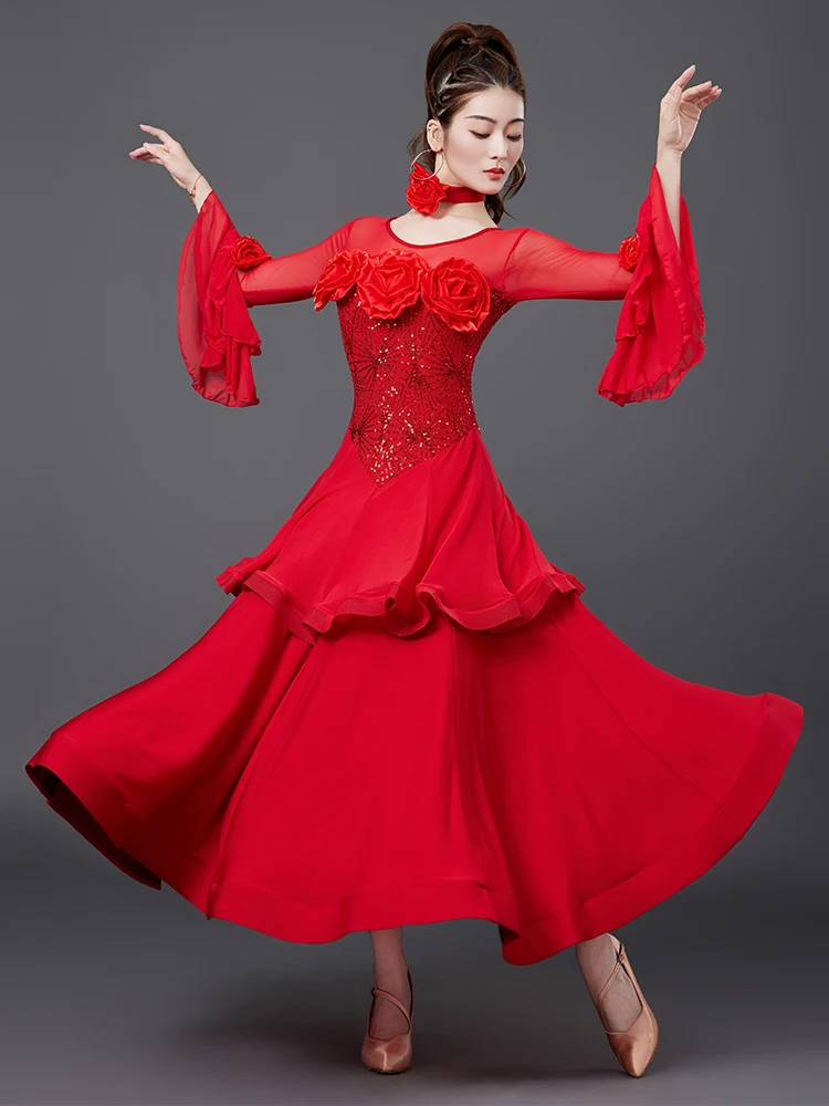 2025 New Modern Dance Dress Professional Competition Performance Waltz Gb Friendship Dance Costumes 7218
