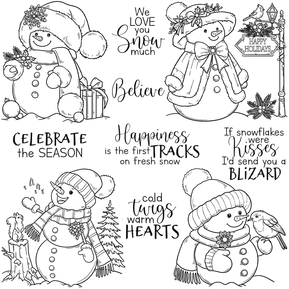 Mangocraft Christmas Winter Snowman Cutting Dies Clear Stamp DIY Scrapbooking Metal Dies Silicone Stamp For Cards Albums Decor