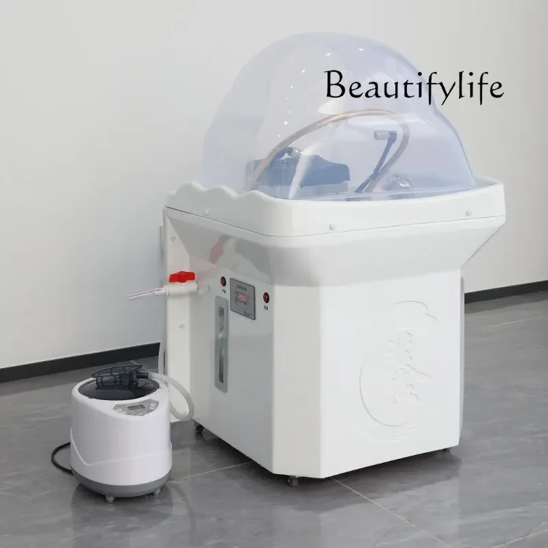 Removable hair treatment beauty salon shampoo basin with constant temperature water circulation fumigation shampoo bed