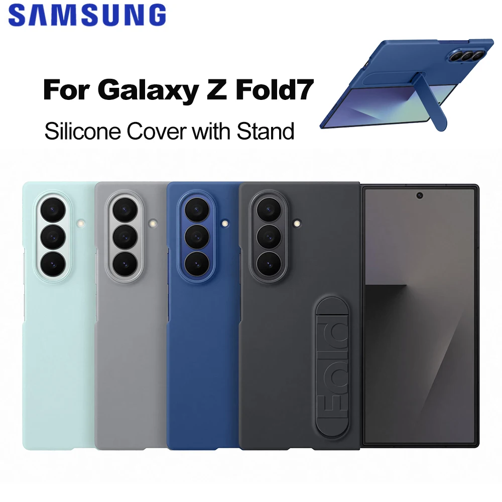 

Original Samsung Galaxy Z Fold7 Silicone Phone Case for Galaxy Z Fold7 Silicone Cover with Stand Includes Anti-reflecting Film